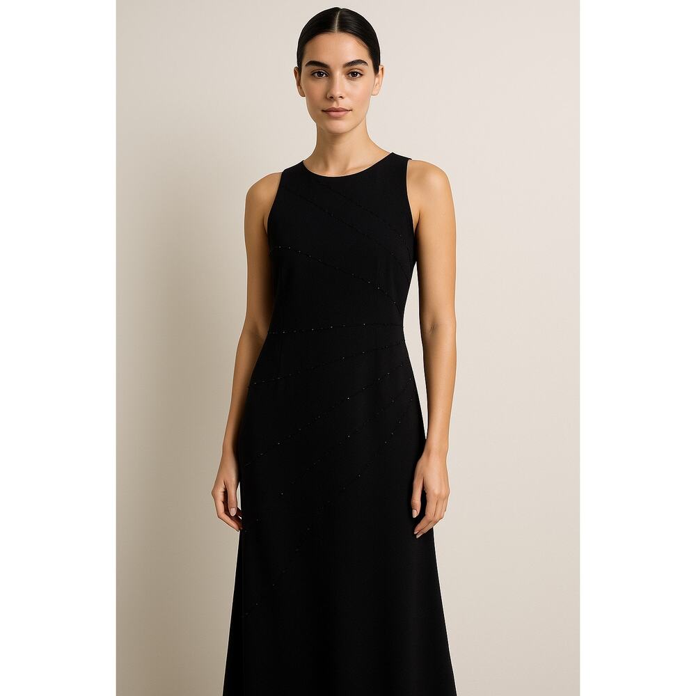 Vintage Y2K Jones New York Dress Women’s Size 8 Black Beaded Sleeveless